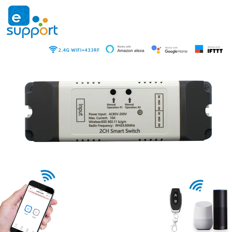 EweLink Smart home WiFi RF433 2 kanálový prepínač inching interlock selflock wifi modul aplikácie ovládanie vzdialeného relé DIY Smart Home