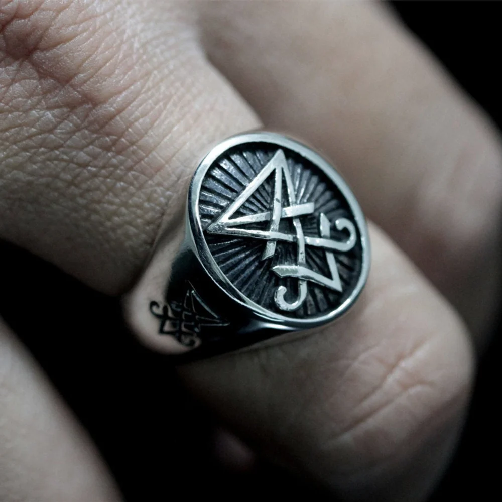EYHIMD Sigil Lucifer Satan tesniaci Krúžok Gotický z Nehrdzavejúcej Ocele Pečať Krúžky Biker Punk Šperky