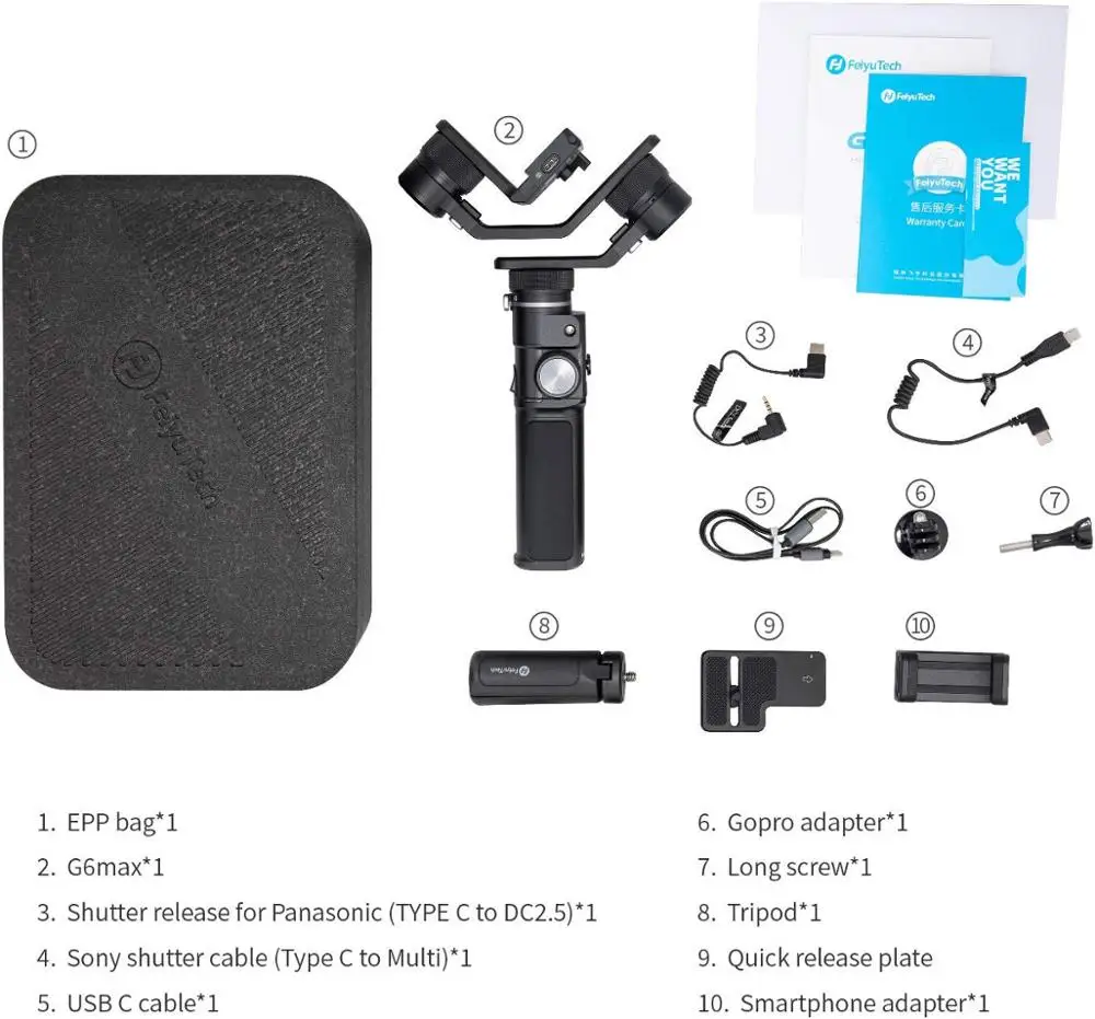 FeiyuTech Úradný G6 Max 3-Os Vreckový Fotoaparát Gimbal Stabilizátor pre RX100Ⅳ pre GoPro Hero 7 Smartphone pre Canon EOSM50 Používané
