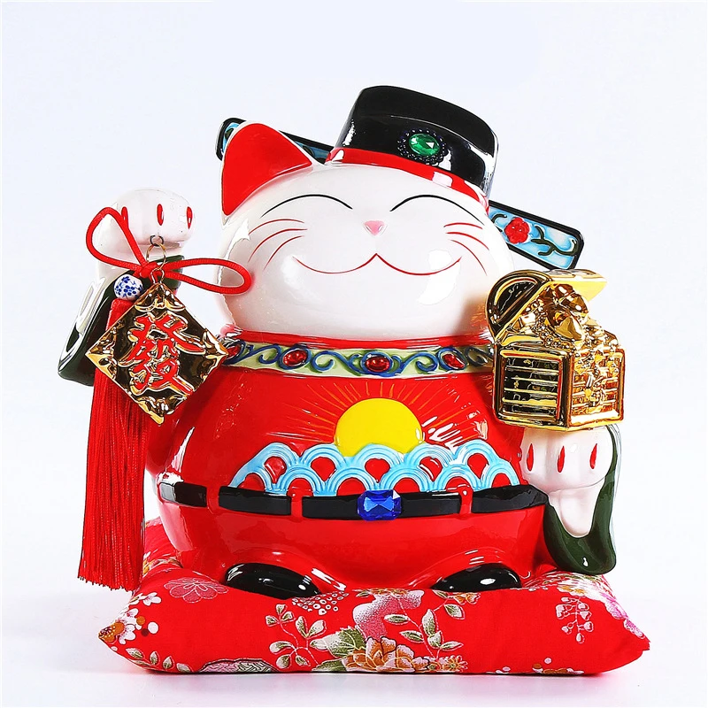 Feng Shui Dekorácie, Figúrky Šťastie Mačka Plus Veľkosť Bohatstva Boh Socha Domáce Dekorácie Doplnky, Keramické Figúrky Remeselníci