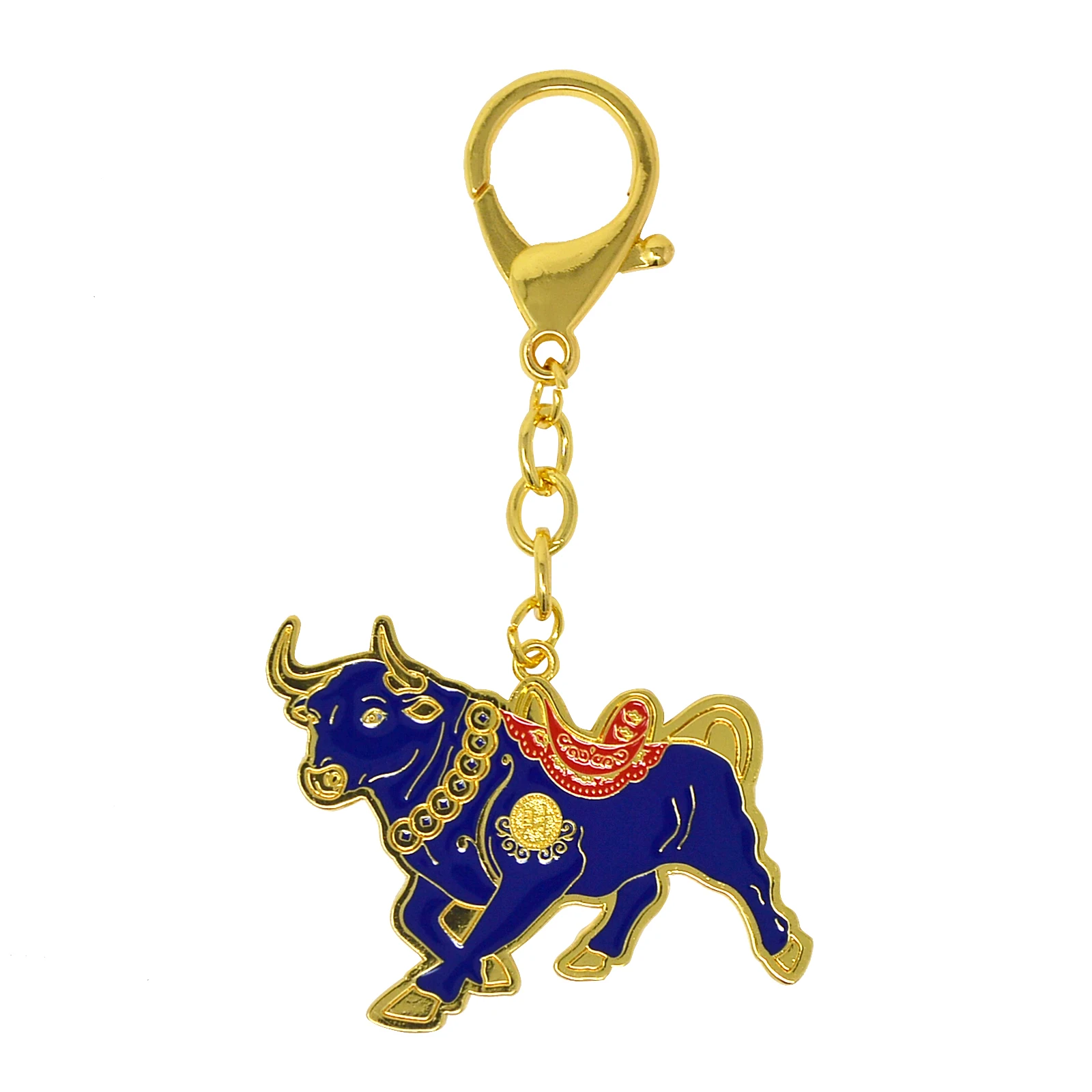 Feng Shui Majetok, Bohatstvo Bull Modrá Zverokruhu Ox Visí Keychain W4313
