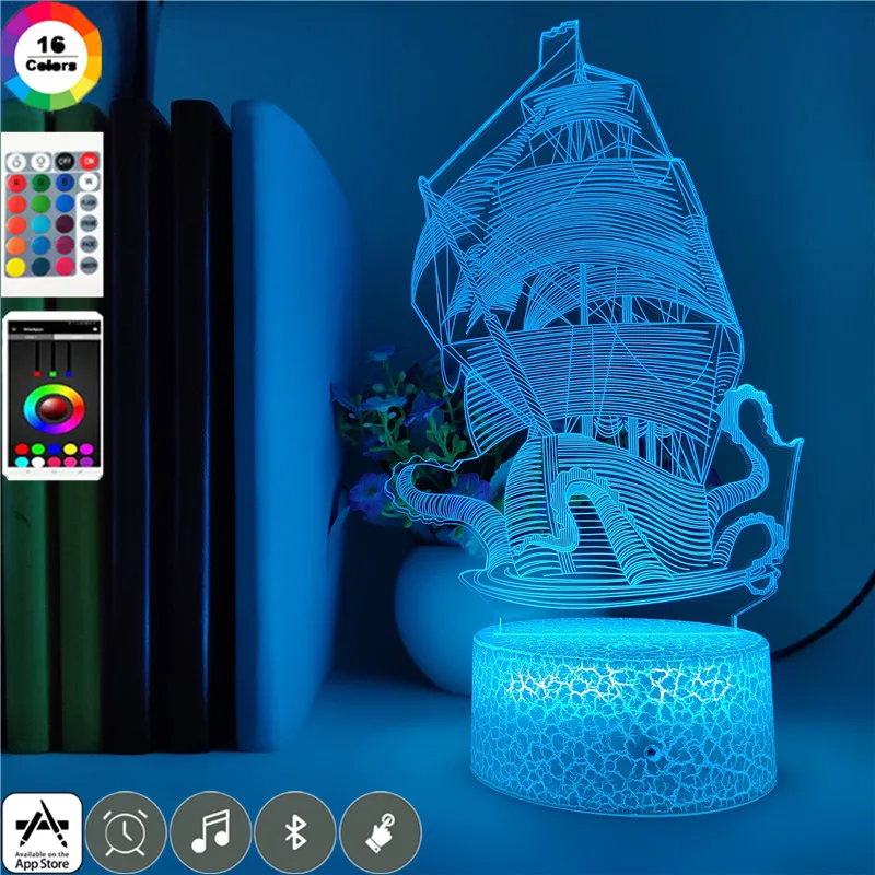 Film Piráti z Karibiku Kraken model 3d Nočné Svetlo pre Deti Štúdia Prípade Výhry Brithday Darčeky Bluetooth Reproduktor Lampa