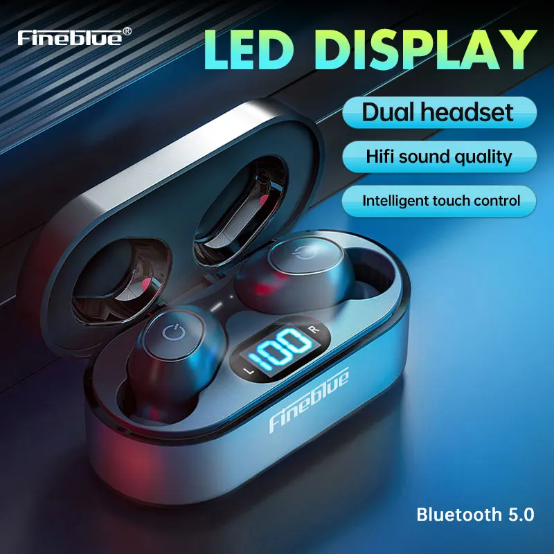 Fineblue Air55 Pro LED displej V Uchu TWS Slúchadlá Bluetooth V5.0 riadenia tlačidlo Slúchadlá s prenosné Slúchadlá pre android ios