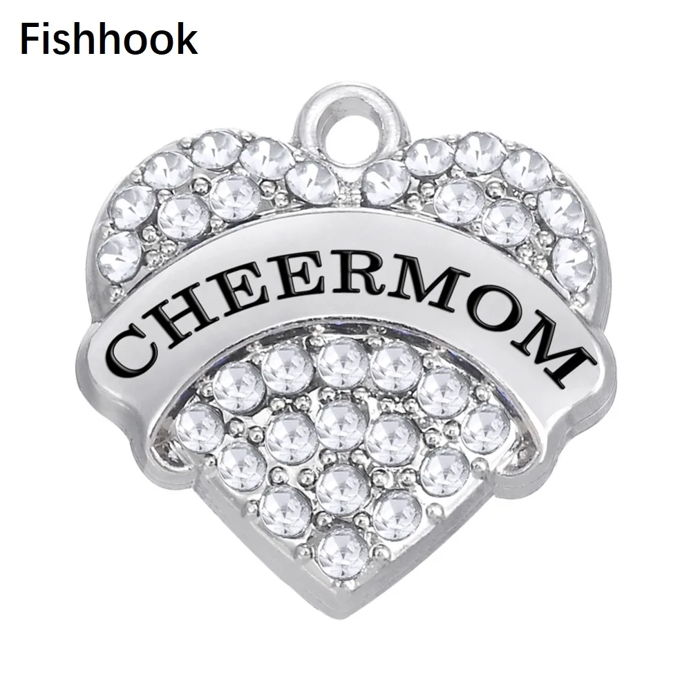 Fishhook 10pcs/veľa Lacné šperky srdce FANDIŤ MAMA Krištáľové Srdce Prívesok na náramky alebo Náhrdelník