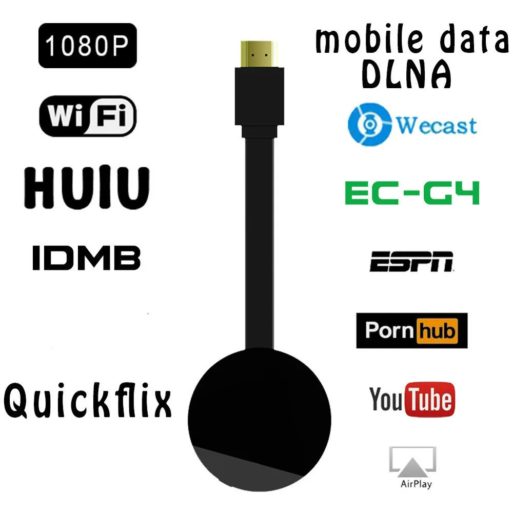 G4 TV Stick Smart TV Dongle pre Android Miracast WiFi kompatibilný s HDMI Adaptér Bezdrôtovej Displej TV Dongle Media Streamer Stick