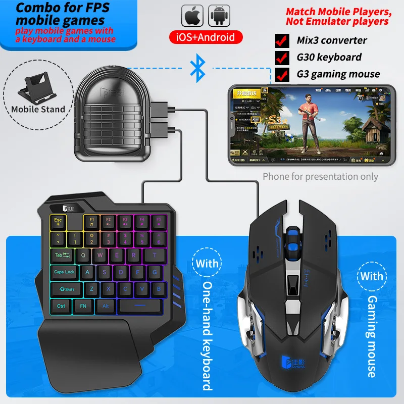 Gamwing MIX3 Gamepad Mobile Bluetooth Android PUBG Radič Mobile Controller Herné Klávesnice, Myši Converter Pre Android iOS