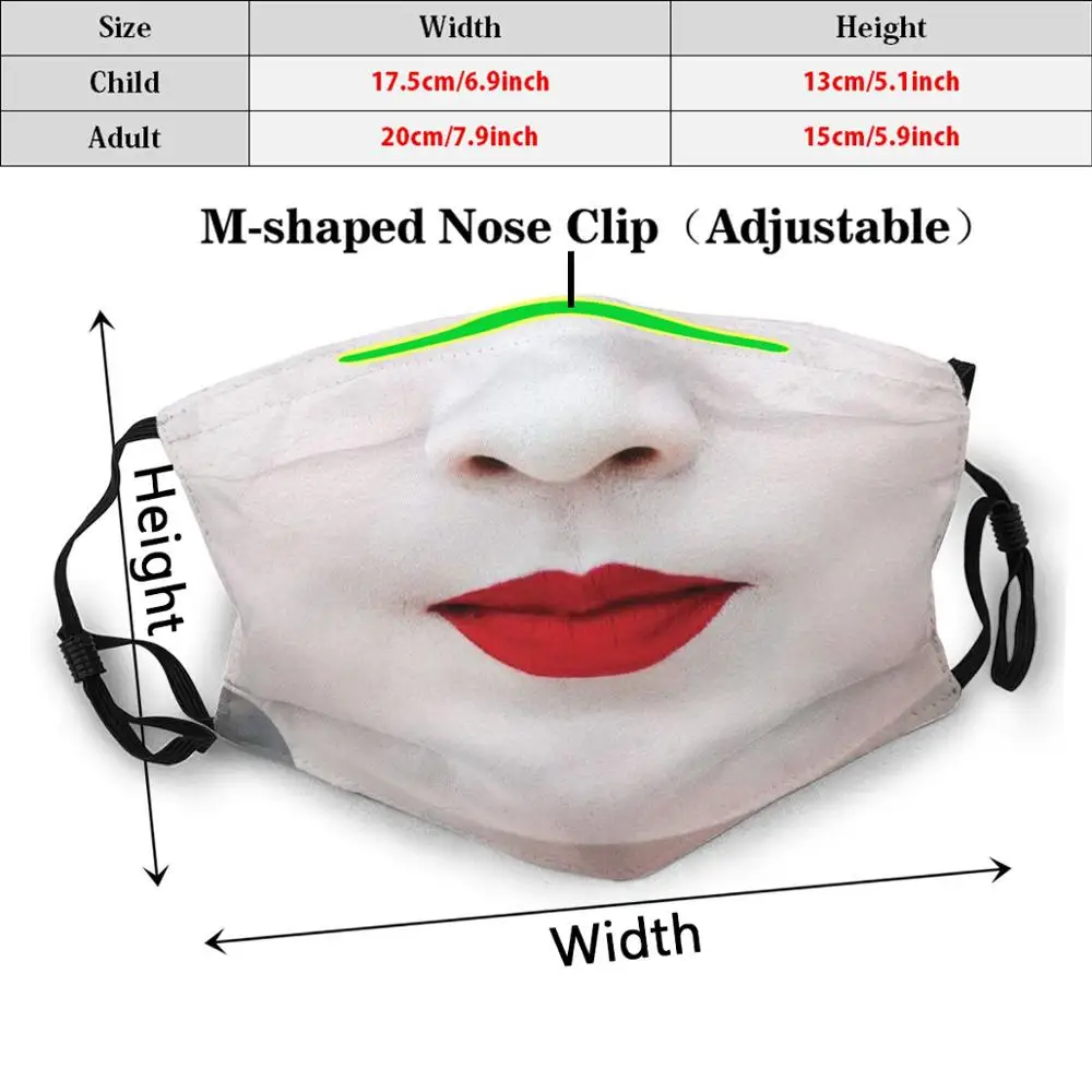 Geisha Maska Tlač Umývateľný Filter Proti Prachu Úst Maska Geisha Červené Pery, Biela Tvár, Líca, Japonsko Japonské Tuku Suka Hooker