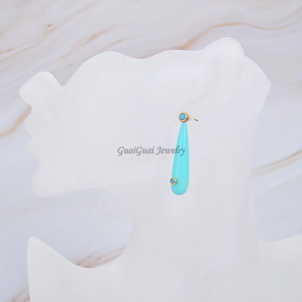GG Šperky Prírodné Shell Modré Crystal CZ Turquoises Modrá Shell Stud Náušnice Roztomilý Pre Ženy Lady Módne Šperky Darček