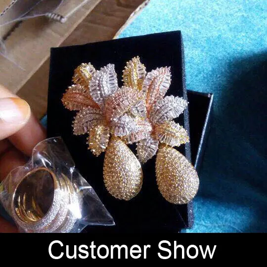 GODKI 68mm Luxusné Leaf Drop Kvet Plný Micro Cubic Zirconia Spevnené Naija Svadobné Party Náušnice Módne Šperky pre Ženy
