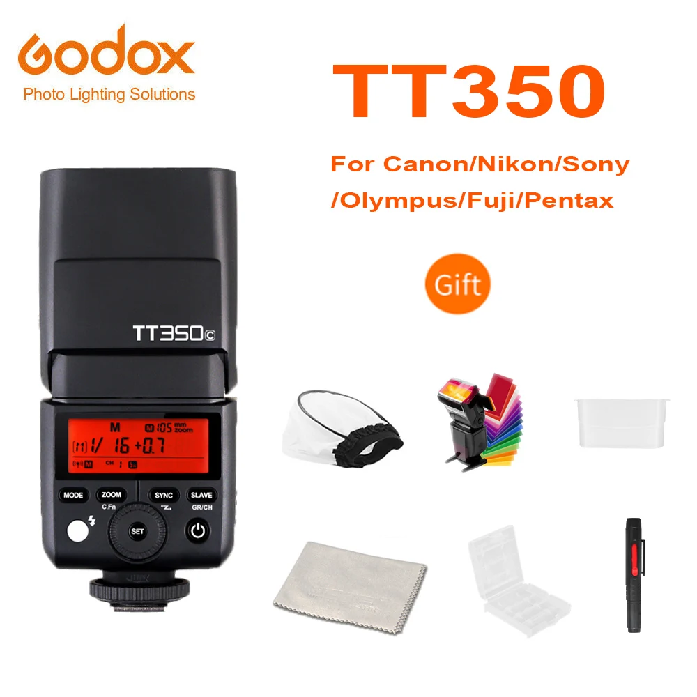 Godox Mini Speedlite TT350C TT350N TT350S TT350F TT350O TT350P Kamera Flash TTL HSS pre Canon, Nikon, Sony Fuji Olympus Pentax