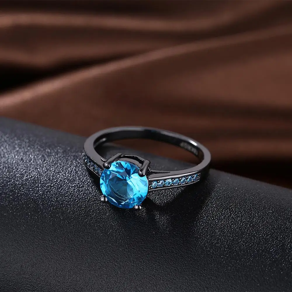 GOMAYA Sky Blue Nádherné Jasné Zirconia Fit Ženy Krúžky K-POP Dizajn Romantický Prsteň Výročie Svadby Darček Módne Šperky