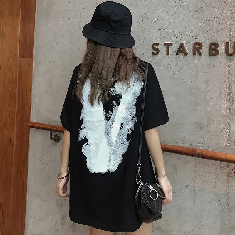 Gotický T Košele Ženy Harajuku T-shirt Nadrozmerná Lete Žeriav Čierne Biele Tričko Krátky Rukáv Top Hip Hop Ženy Oblečenie Anime