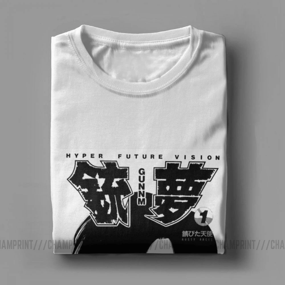 Gunnm Alita T-Shirt Battle Angel Voľný čas Komické Filmu, Anime, Japonsko T Shirt Človeka Krátke Rukávy Topy Sivá Tee Tričko Bavlna