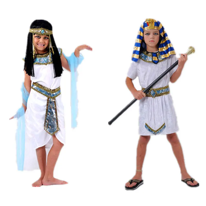 Halloween Kostýmy Chlapec Dievča Starovekého Egypta Egyptský Faraón Princ Kostým Princezná pre Deti detský Cosplay Oblečenie Purim