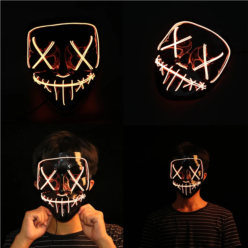 Halloween Masky Svetlo Svietiť V Tme Hororové Masky Cosplay Party Masque Žiariace Maska Festival Vtipné Vianočné LED Maska pre Dospelých