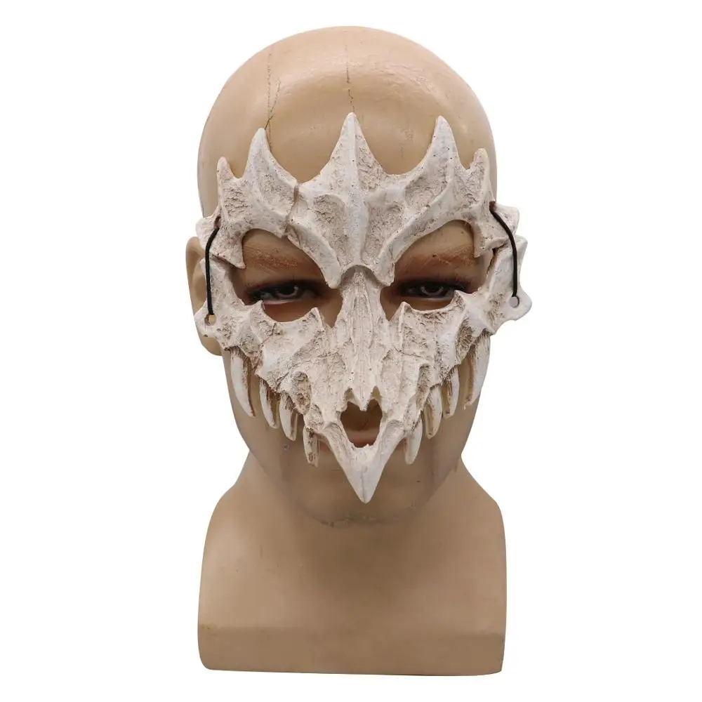 Halloween Polovica Zvierat Maska Biela Kosť Maska Tengu Dragon Yaksa Tiger Živice Maska Cosplay Dlhé Zuby Démon