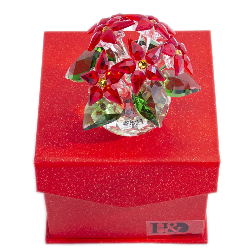 H&D Crystal Poinsettia Figúrky Dovolenku Vianočné Ozdoby Plavidlá Home Table Dekor Zber Upomienkové Darčeky (Červená 6pcs Kvet)