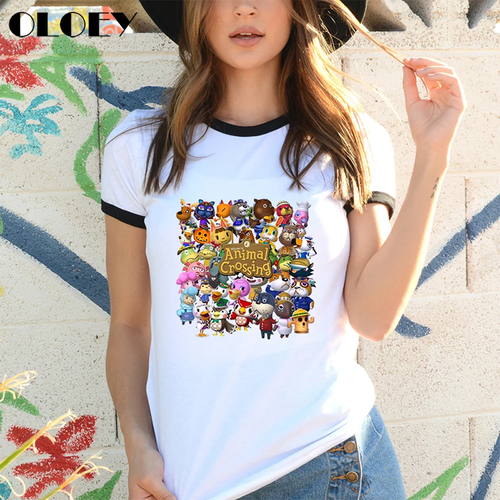 Harajuku Tee Tričko Femme Japonský Animal Crossing Hru T-shirt Žena 2020 Letné Módne Retro Zvonenie Topy Ženské Oblečenie