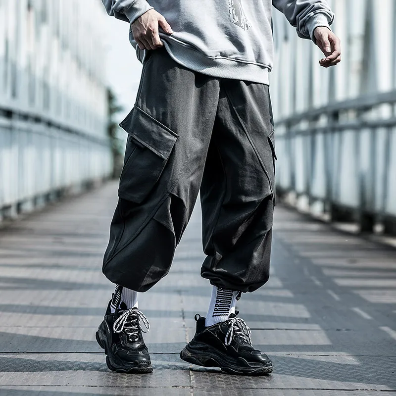 Harajuku veľké vrecko nohavice pánske oblečenie voľné pohodlné hip-hop príliv značky inov funkcia vietor lúč nohavice milovníkov Cargo Nohavice