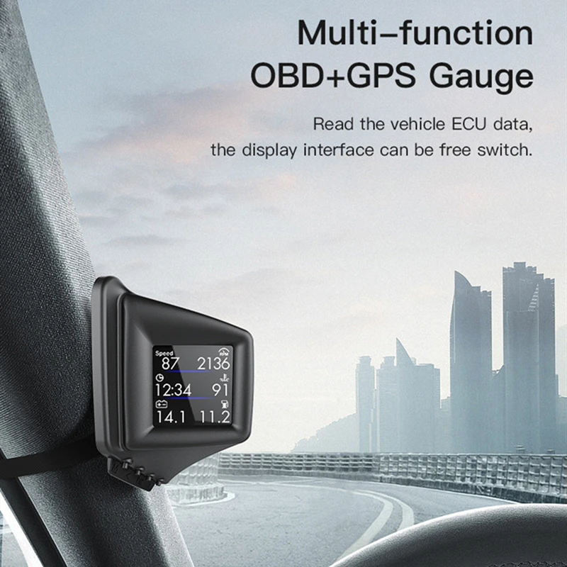 Head-up Display OBD GPS Duálny Systém Auto Displej Digitálny Hud GPS Tachometer 2 Palcov LCD prekročenia rýchlosti Alarm Auto Rýchlosť Projektor