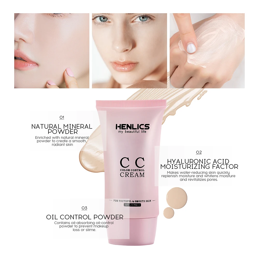 HENLICS Tvár BB CC Krém Korektor Oil control Nadácie Zubov make-up Base Primer Krásy make-up kórejský Kozmetické