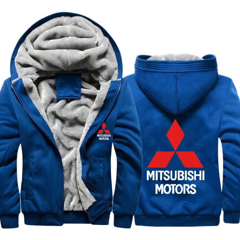 Hoodies Mužov Mitsubishi Auto Logo Tlače Bunda Mužov Hoodies Zimné Zahustiť Teplé Fleece bavlna Zips Kamufláž Raglan Mens Kabát