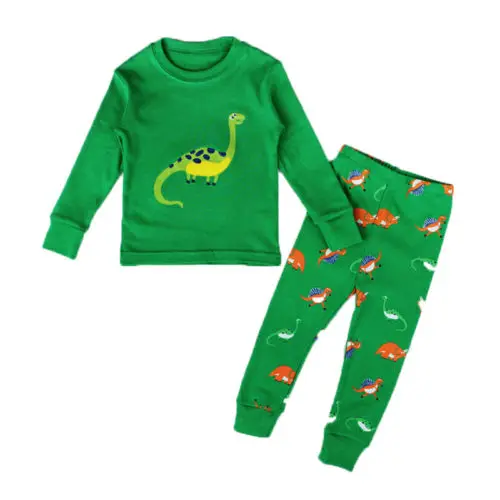 Hot predaj bežné Baby Chlapec Dievča Chlapec Pyžamo Nastaviť Dinosaura Cartoon Dlhý Rukáv Odev Pyžamo Sleepwear oblečenie, Oblečenie pre voľný čas 2-7T