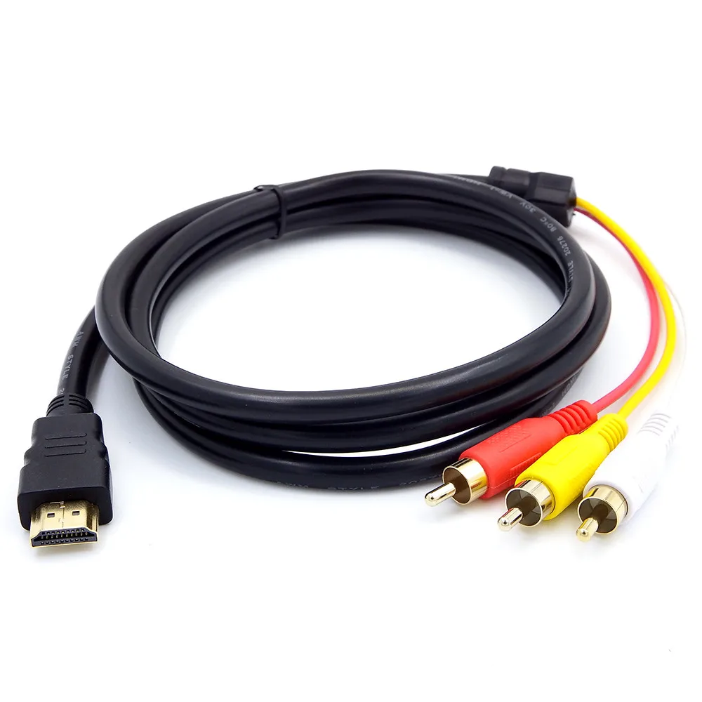 Hot predaj nových 1,5 m HDMI RCA Kábel HDMI Samec na 3RCA AV Kompozitný Muţi M/M Konektor, Adaptér, Kábel Kábel Vysielač dobré