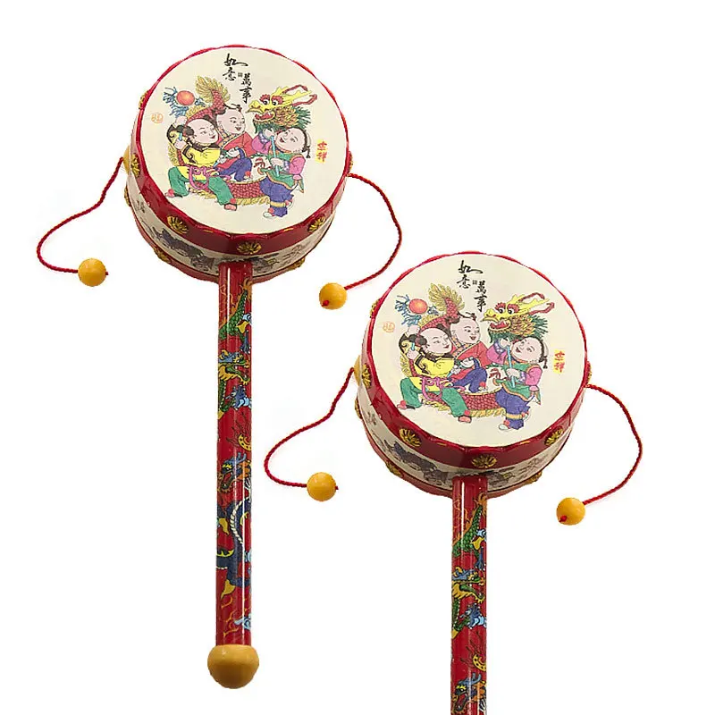 Hrkálka Hračky Starovekej Čínskej Cartoon Kópiu Rotujúce Hračky Rachot Bubnov Detí Cartoon Dieťa Strane Bell Plastové Hračky