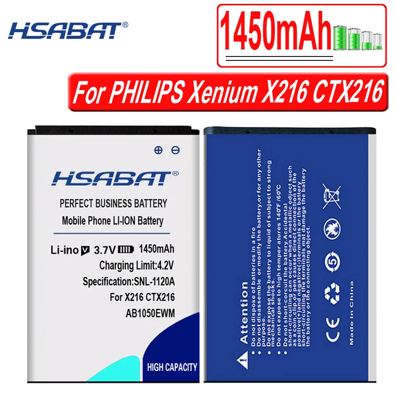 HSABAT AB1050EWM 1450mAh Batérie PHILIPS Xenium X216 CTX216 Mobilného Telefónu, Batérie