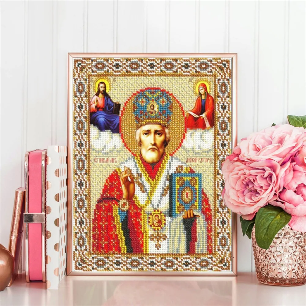 HUACAN Diamond Maľovanie Cross Stitch Ikonu Náboženstvo Plné Námestie Diamond Mozaiky Madonna DIY Faraóna Drahokamu Výzdoba Domov