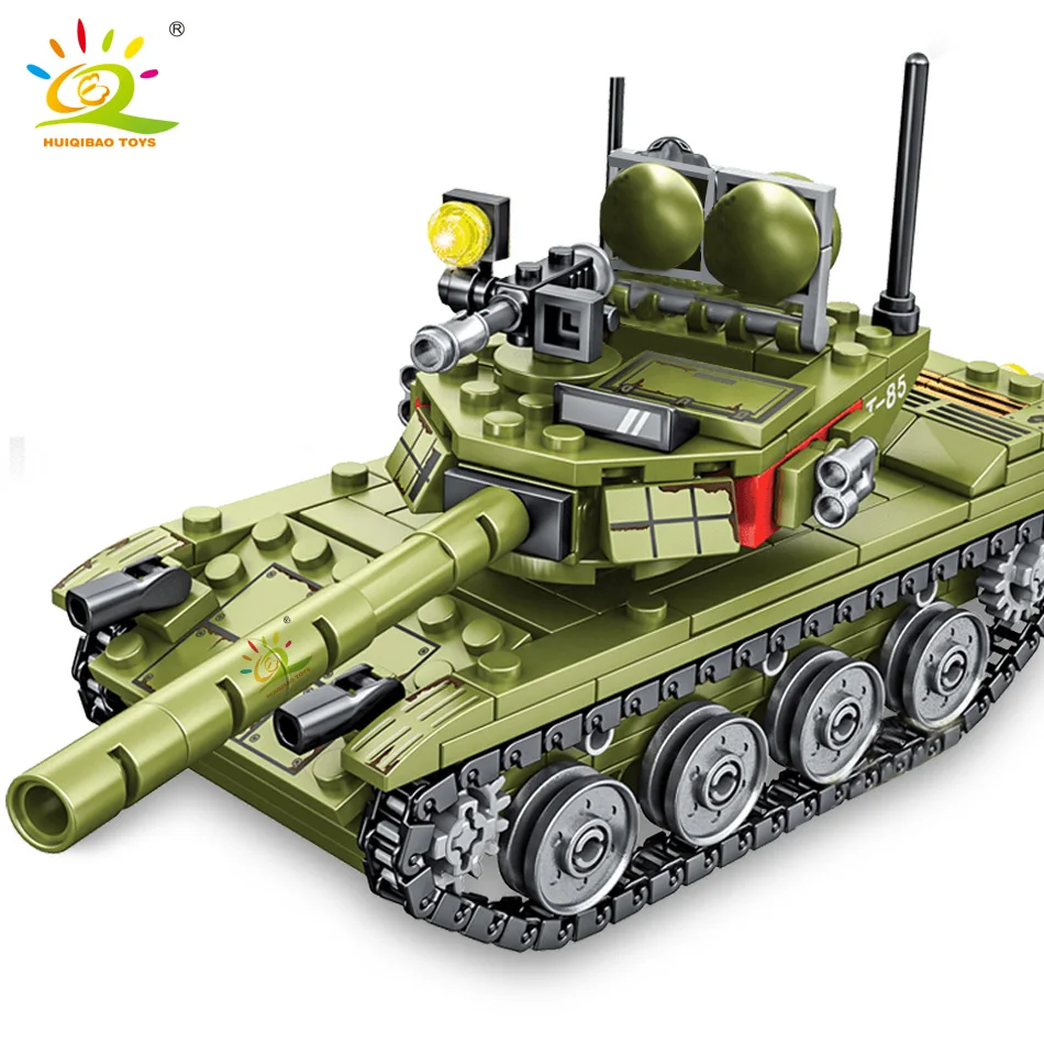 HUIQIBAO 324pcs Vojenské 85 Hlavný Bojový Tank Stavebné Bloky WW2 Vojak, číselné Údaje Tehly Vzdelávacie Hračky pre Deti, Chlapec
