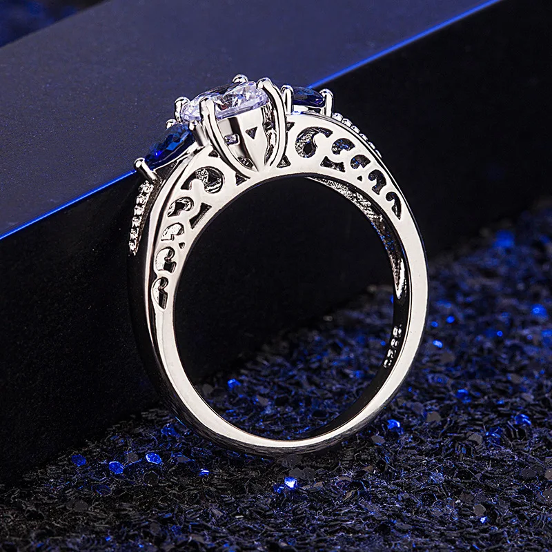 HuiSept Luxus, Šarm, Krúžok pre Ženy 925 Silver Šperky Sapphire Zirkón Drahokam, Prstene, Svadobné Doplnky Zapojenie Ozdoby