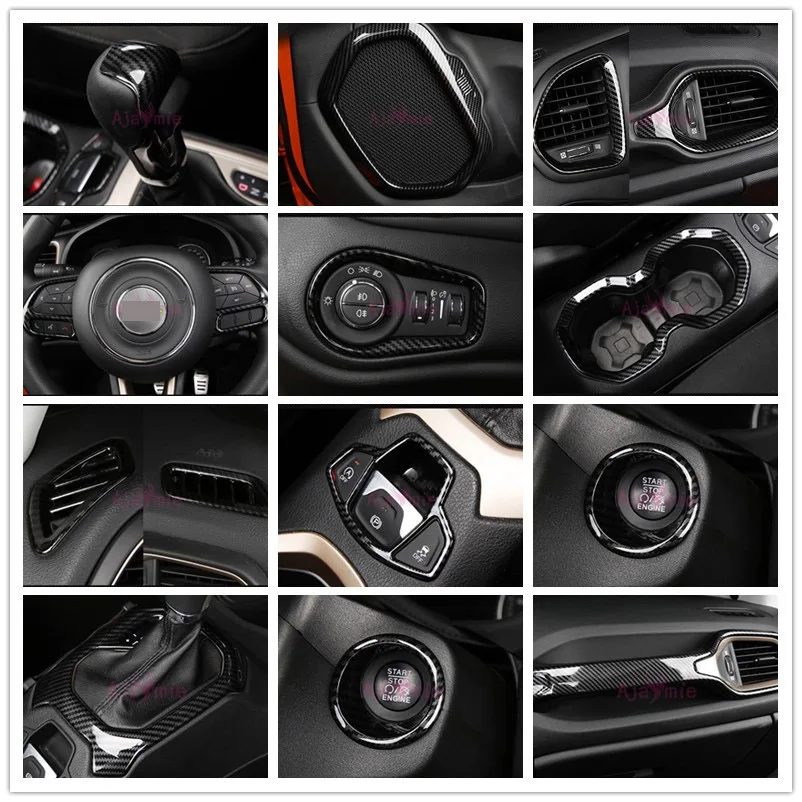 Interiér Carbon Fiber Farba Volantu, Radiacej Páky Panel Kryt Výbava Chrome Auto Styling 2016 2017 Pre Jeep Renegade Príslušenstvo