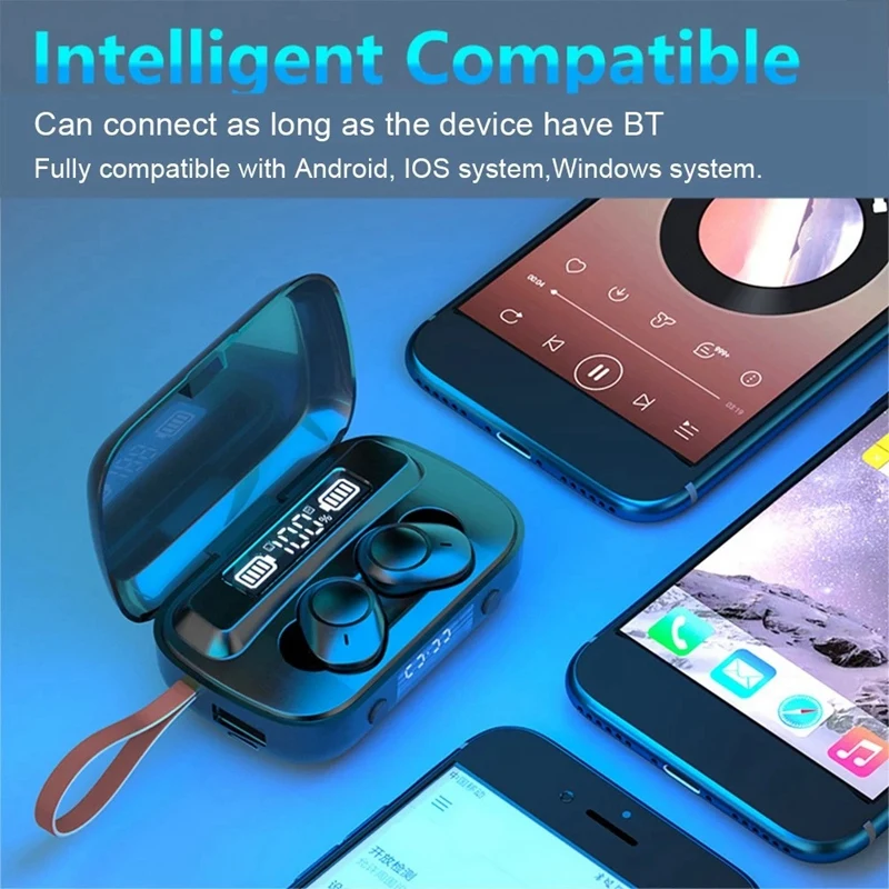 Ipx7 Nepremokavé Tws Bluetooth 5.1 Slúchadlá s Mikrofónom Športové Slúchadlá, Stlačte Ovládanie Hudby Slúchadlá pre mobilné Telefóny