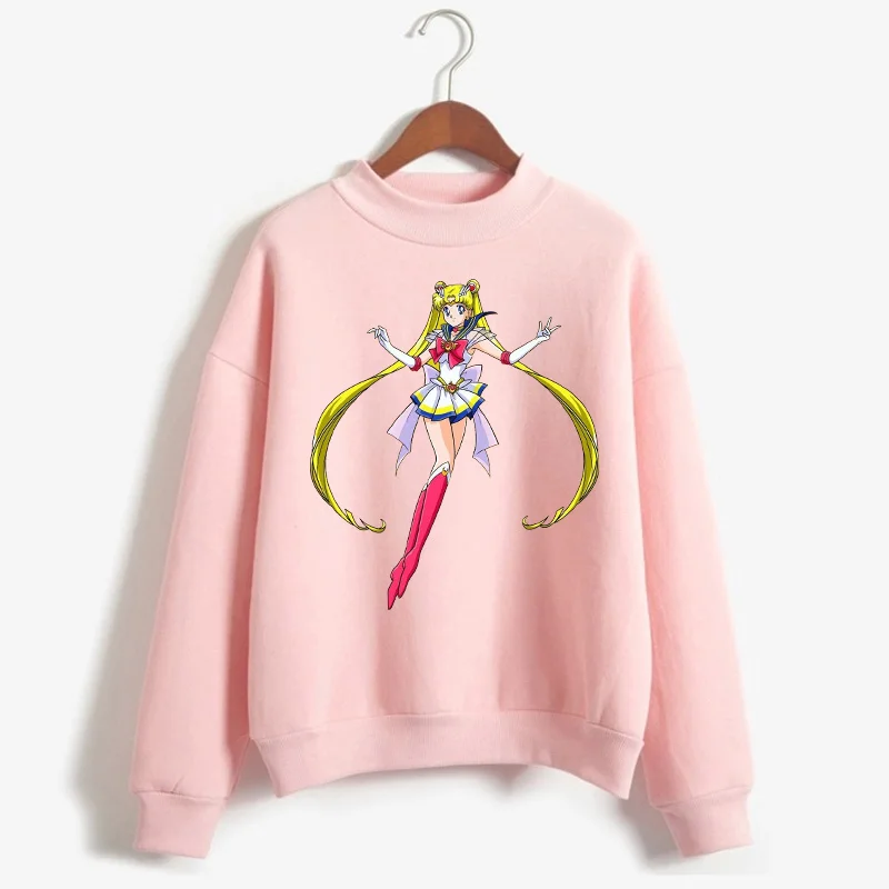 Japonské Anime Sailor Moon Žena, Mikiny Roztomilý Kreslený Obrázok Vytlačený Hoodies Kórejský Štýl Ružová Pulóvre Ženy, Športové Oblečenie