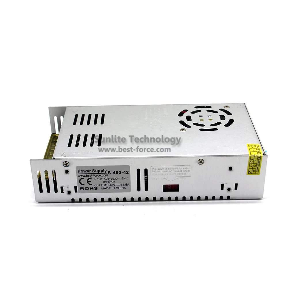 Jeden Výstup Prepínanie napájania 42V 11.5 A 480W Transformer 110V 220V AC Na DC 42 V SMPS Pre CNC Router Stroj Motorových CCTV