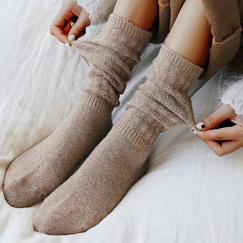 Jednofarebné Bavlnené Ponožky Jeseň/v Zime Teplé dámske Ponožky Mäkké Pohodlné Pletené Dievčatá Bežné Ponožky Uprostred Dlhé Ženské Sox