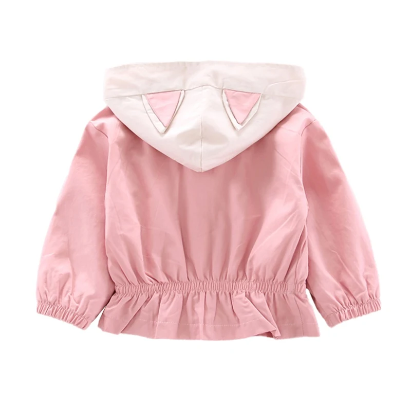 Jeseň Baby Girl Šaty, Bundy Dievčatá Cartoon Vrchné Oblečenie Bežné Dlhý Rukáv Uchu Design Mikina S Kapucňou, Kabát