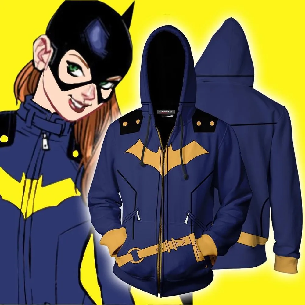 Jeseň Jar 3D Tlač Batgirl, Mikiny Hoodies Módne Cosplay Zips Bunda s kapucňou oblečenie