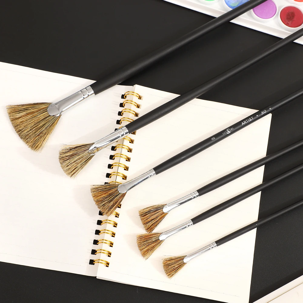 JIANWU 6pcs/set Creative Štetina Ventilátor Maľovanie Pen Set Prenosné Štetec, Pero, Umelecké potreby na Maľovanie Akvarel Pero Umenie Supplie