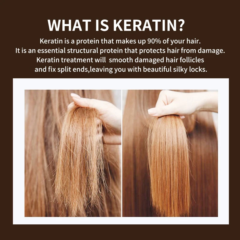 Keratín Hair Repair Treatment 5% Hair Straightener Clarifying Shampoo, pre Otvorené Kutikulu Pružná a Hladká starostlivosť o Vlasy E2