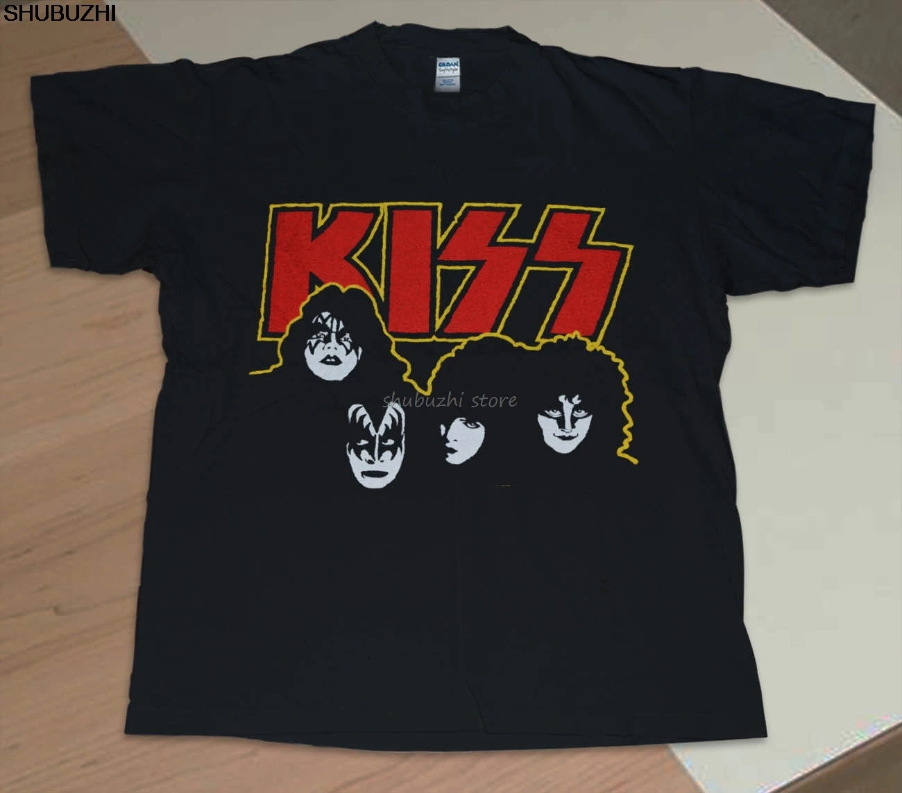 Kiss T-Shirt Ročník 1980 Zriedkavé Rock Band Koncert tee 80 dotlač tričko shubuzhi Módne Krátky Rukáv, Čierna Tričko sbz1161