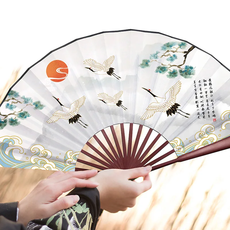 Klasická Mužov Skladacie Ventilátor Čínsky Vintage Skladacie Bambusu Ventilátor Japonský Štýl Ženy Hodváb Strane Ventilátora Prenosné Abanicos Para Boda