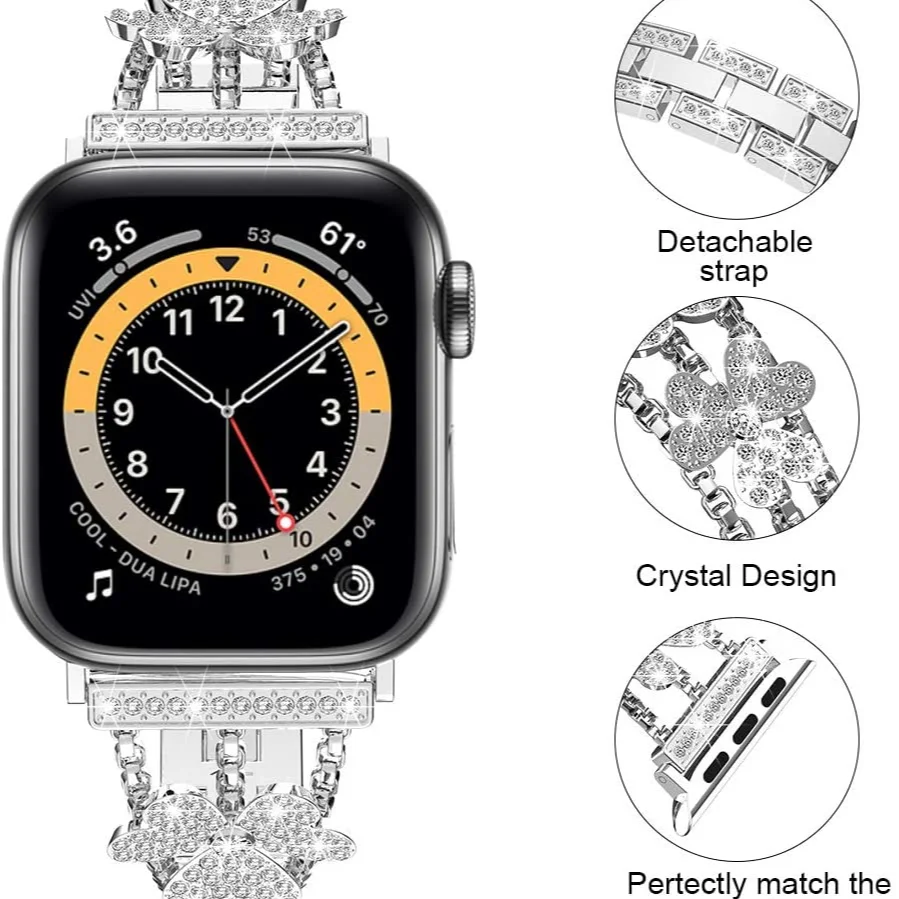 Klasické Ruže kvet kovový remienok pre Apple hodinky 6 5 4 SE kapela 40 mm 44 mm Diamant náhrada za iwatch series 3 2 38 mm 42mm band
