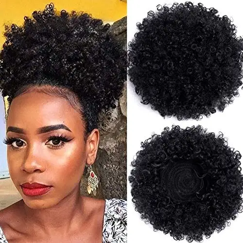 Kong&Li Krátke Afro Vlasy Buchta Lístkového Syntetické Kinky Kučeravé Chignon Hairpiece Pre Ženy Šnúrkou Copu Updo Predlžovanie Vlasov