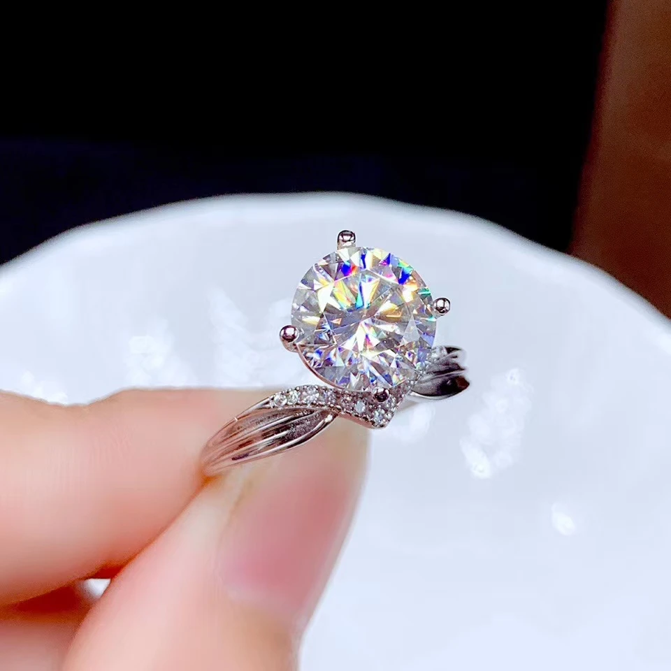 Korunu štýl praskanie moissanite krúžok pre ženy šperky zásnubný prsteň pre svadobné 925 sterling silver ring darček k narodeninám