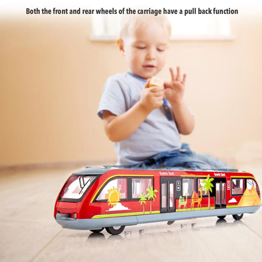 Koľajového Vozidla Hračka Cartoon Bezpečné Metro Vlaku Model so Svetlom a Zvukom Zliatiny Simulácia Vlakovej Hračka pre Deti,