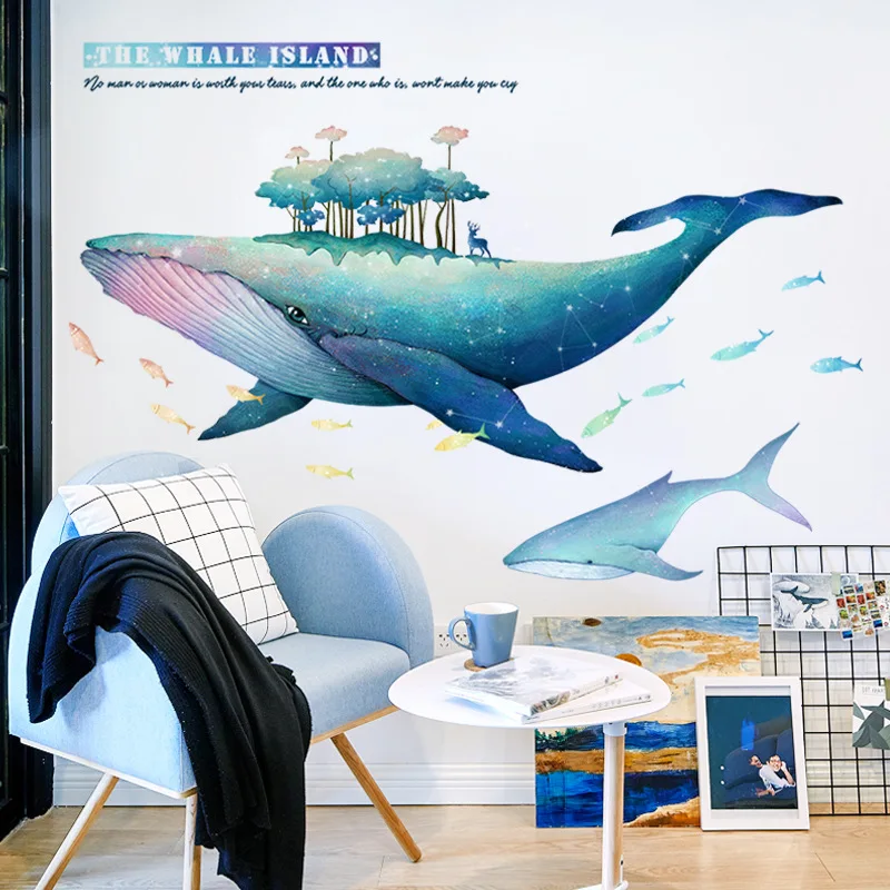Kreatívne Veľryba Ostrov Samolepky na Stenu pre Obývacia Izba Osobnosti Spálňa Izba Plagátu na Stenu, Dekorácie, samolepiace Tapety