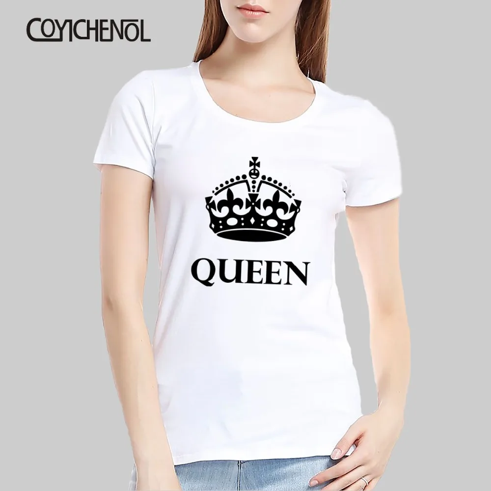 Kráľ, Kráľovná nadrozmerná prispôsobiť tlač tričko žena bežné krátke rukávy mikiny veľkosť farbou pár top o-krku pravidelné čaj